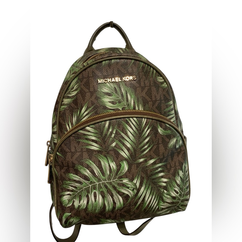 Michael Kors Abbey Signature Palm Leaf Medium Leather Backpack